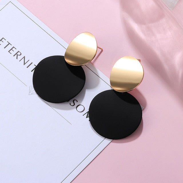 POXAM New Korean Statement Earrings for women Black Cute Arcylic Geome ...