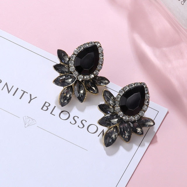 POXAM New Korean Statement Earrings for women Black Cute Arcylic Geome ...