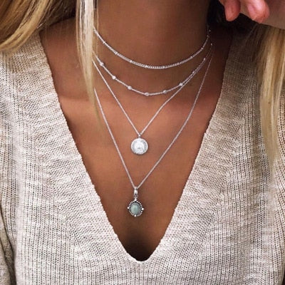 3 Layered Women Choker Necklace