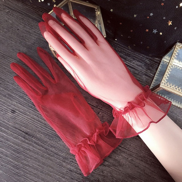 Women Gloves Lace Full Finger
