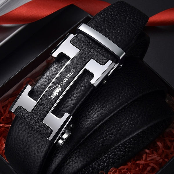 Brand genuine leather automatic buckle belt