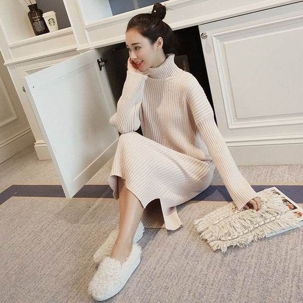 Korean Women Knitted Sweater Dress