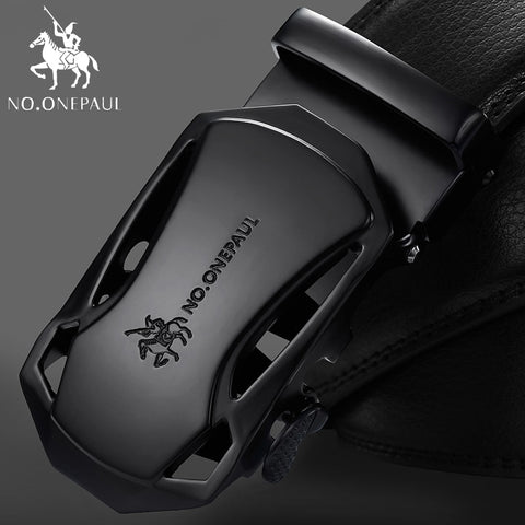 Brand Fashion Automatic Buckle Black Genuine Leather Men Belt