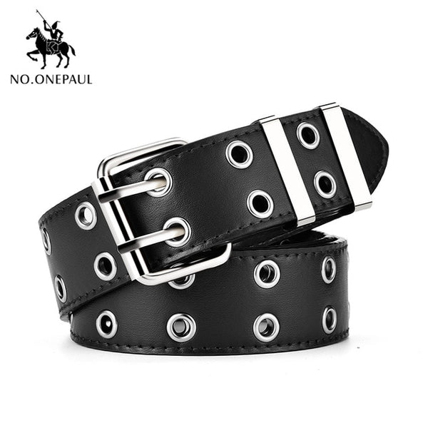 Women Genuine Leather New Punk Fashion Pin Buckle Decorative Belt