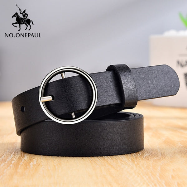 Women Genuine Leather New Punk Fashion Pin Buckle Decorative Belt