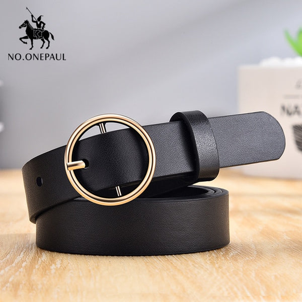 Women Genuine Leather New Punk Fashion Pin Buckle Decorative Belt