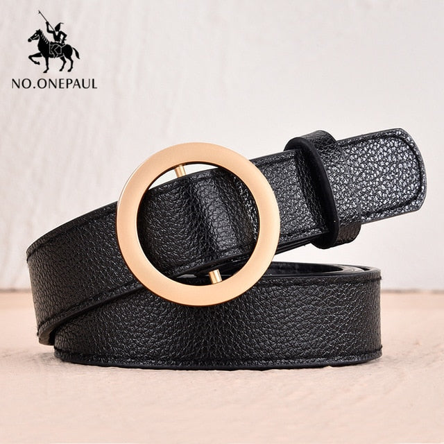 Women Genuine Leather New Punk Fashion Pin Buckle Decorative Belt