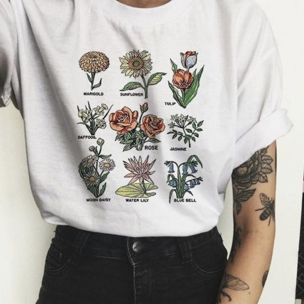 Plant These Causal T-shirt Cotton Wildflower Graphic Tees