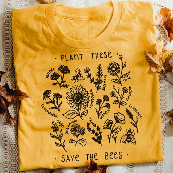 Plant These Causal T-shirt Cotton Wildflower Graphic Tees