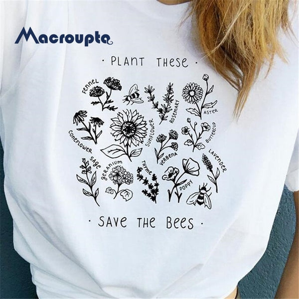 Plant These Causal T-shirt Cotton Wildflower Graphic Tees