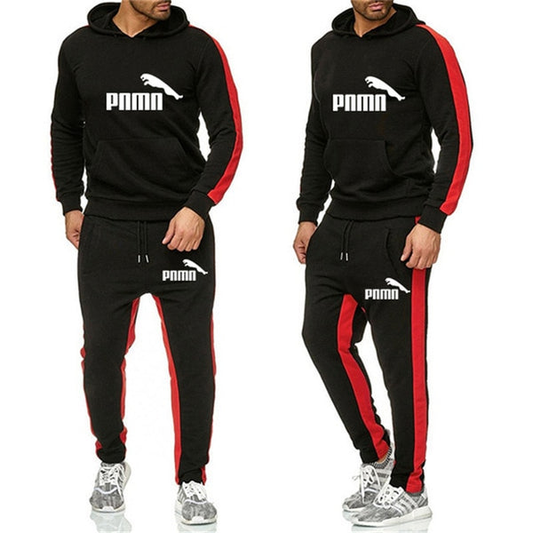 Men 2 Piece Brand Print Hooded Tracksuit