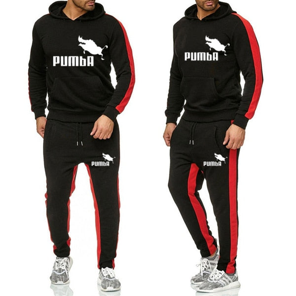 Men 2 Piece Brand Print Hooded Tracksuit