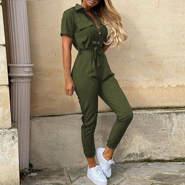 Jumpsuit Women Deep V Neck