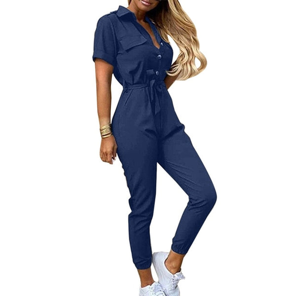 Jumpsuit Women Deep V Neck