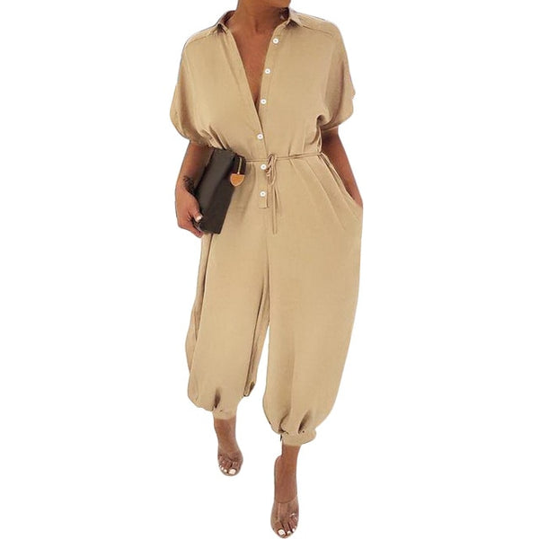 Jumpsuit Women Deep V Neck