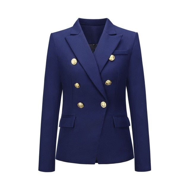 Women Double Breasted Blazer Slim long Sleeve Elegant Suit Jacket