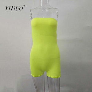 YiDuo Solid Skinny Short Romper Jumpsuit Women Bustier Strapless Sexy Club Playsuit Bodycon Ladies Summer Streetwear Playsuits