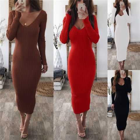 Women Knitted Sweater Dress