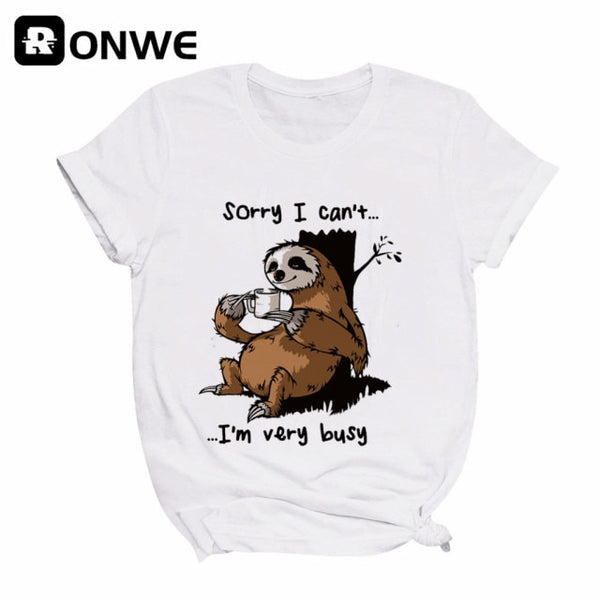 Sorry I Can't, I'm Very Busy Sloth Funny Women T-shirt