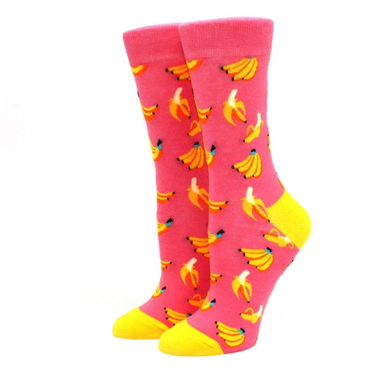 Hot Sale Colorful Women Cotton Crew Funny Banana Cat Animal fruit Pattern Creative Novelty Cartoon Sock