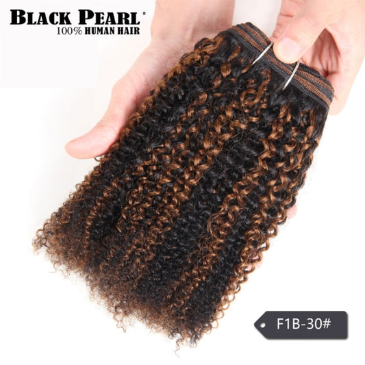 Black Pearl Remy Human Hair 100g Brazilian Afro Kinky Wave Hair Weave Bundles Mixed Blonde Pre-Colored For Salon Hair Extensions