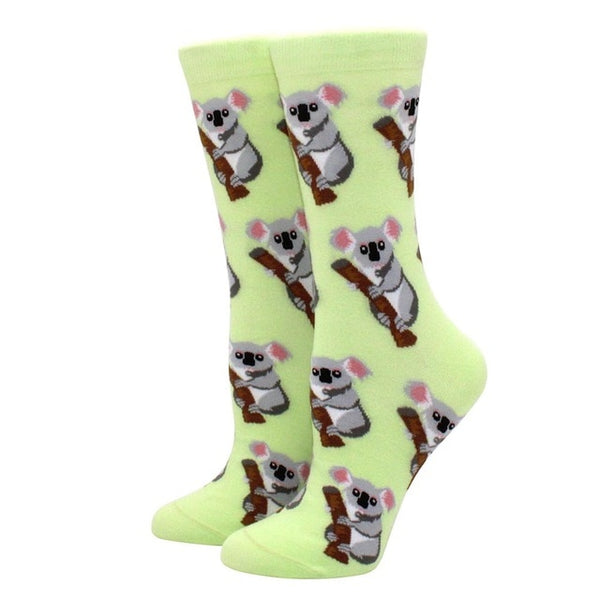 Happy Funny Print Art Cute Spring animal Penguin kangaroo koala parrot Cotton Fashion Sock