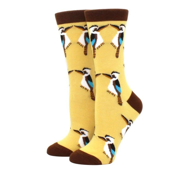 Happy Funny Print Art Cute Spring animal Penguin kangaroo koala parrot Cotton Fashion Sock