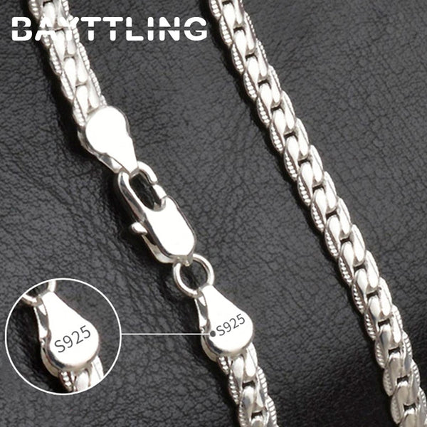 BAYTTLING S925 Sterling Silver Gold/Silver 8/18/20/24 Inch Side Chain Necklace