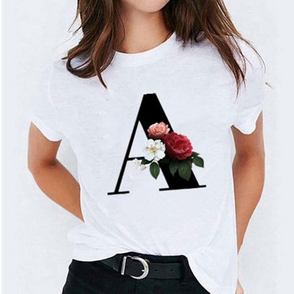 T-shirts 26 Letter Printed Vogue Top Casual T-shirt