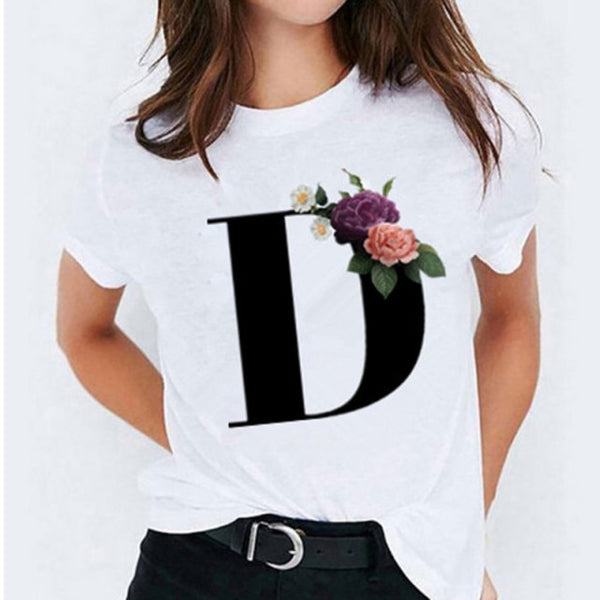 T-shirts 26 Letter Printed Vogue Top Casual T-shirt