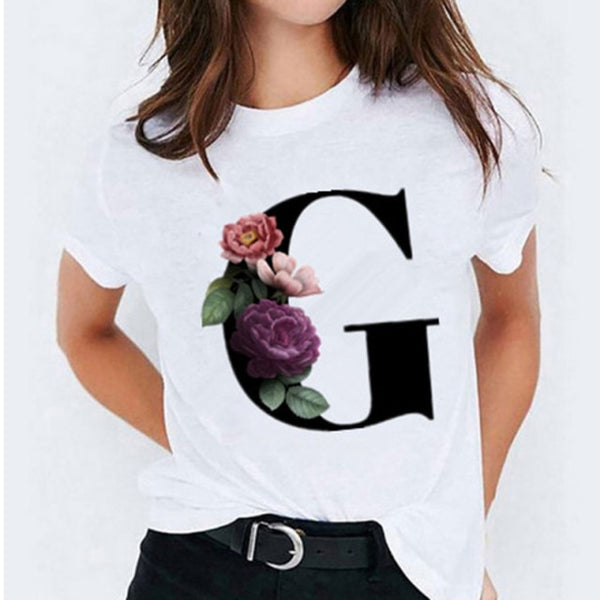 T-shirts 26 Letter Printed Vogue Top Casual T-shirt