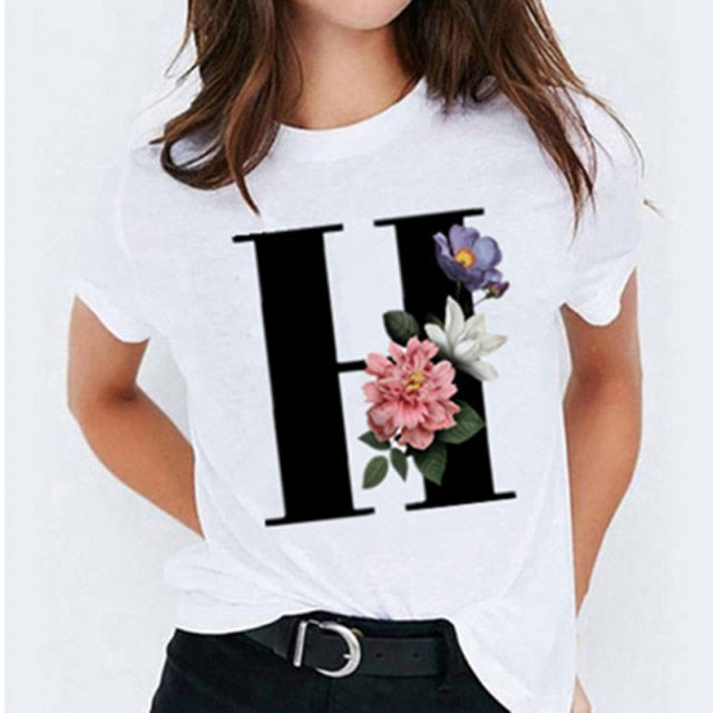 T-shirts 26 Letter Printed Vogue Top Casual T-shirt