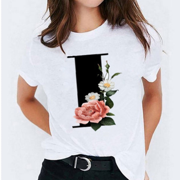 T-shirts 26 Letter Printed Vogue Top Casual T-shirt