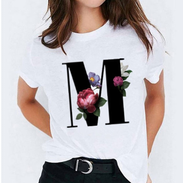 T-shirts 26 Letter Printed Vogue Top Casual T-shirt