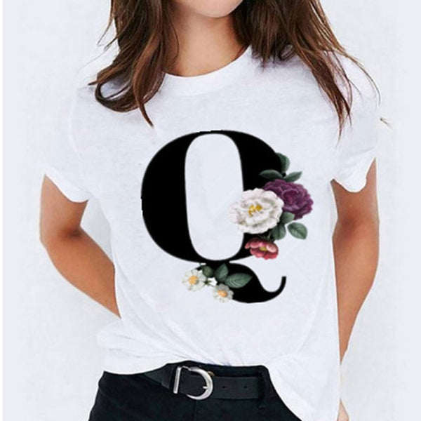 T-shirts 26 Letter Printed Vogue Top Casual T-shirt