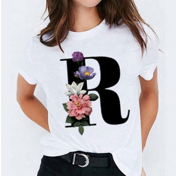 T-shirts 26 Letter Printed Vogue Top Casual T-shirt