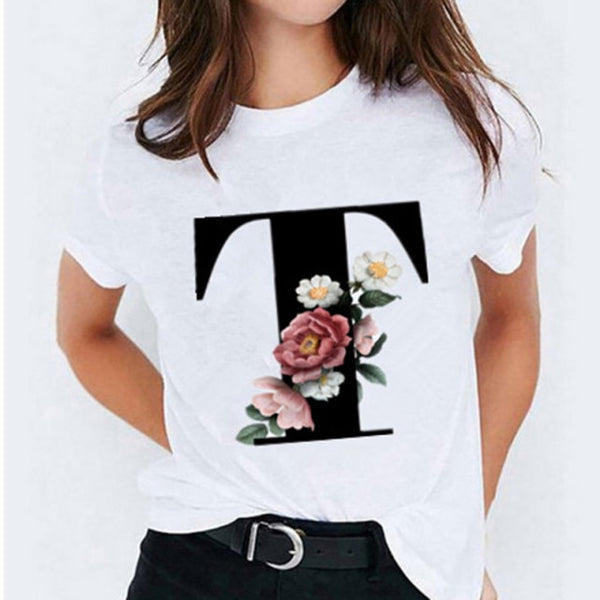 T-shirts 26 Letter Printed Vogue Top Casual T-shirt