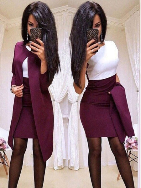 Two-piece Suit Women Skirt Dress Long sleeved Formal Business Suit