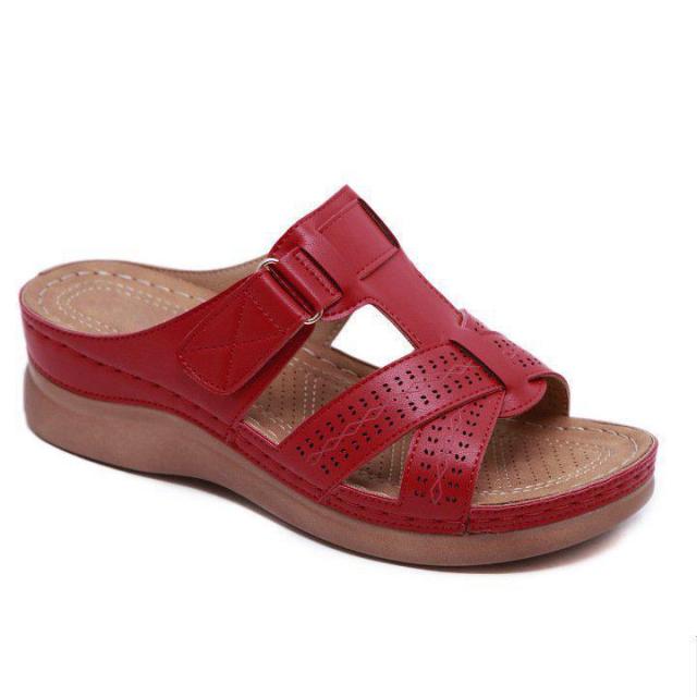 Premium Open Toe Vintage Anti-Slip Leather Casual Female Platform Retro Shoe