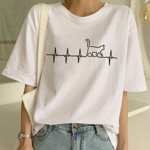 Fashion Graphic Print Casual Short Sleeve Tees Women