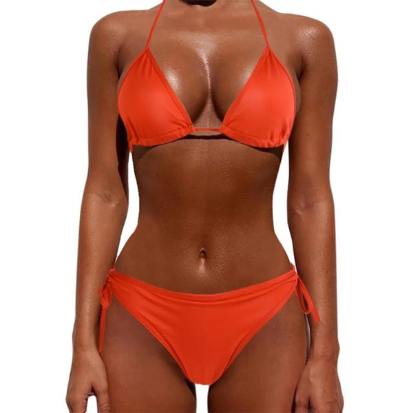 Sexy Women Summer Bandage Bikini Set with Push-up Bra