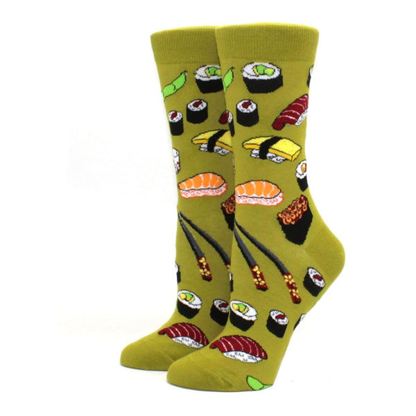 Happy Funny Print Fruit food Art Cute Winter Avocado Sushi Food Cotton Fashion Sock