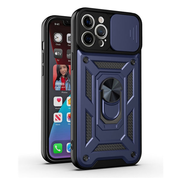 Slide Camera Lens Protect Phone Case for iPhone 13 11 12 Pro Max Mini XS Max XR X 7 8 Plus SE Military Grade Bumpers Armor Cover