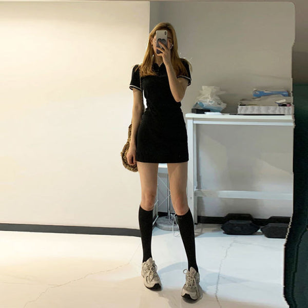 New Korean Style Waist Slim Tight-fitting Summer Mini Sexy Bag Hip One-piece Dress