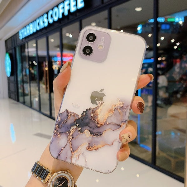 Transparent Marbling Phone Case For IPhone X XS XR 11 12 13 Mini Pro Max SE 2020 6S 7 8 Plus Color Circle Protection Back Cover