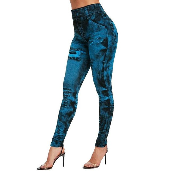 Imitation Jeans Leggings High Waist Fitness Slim Sport Push Up Leggings