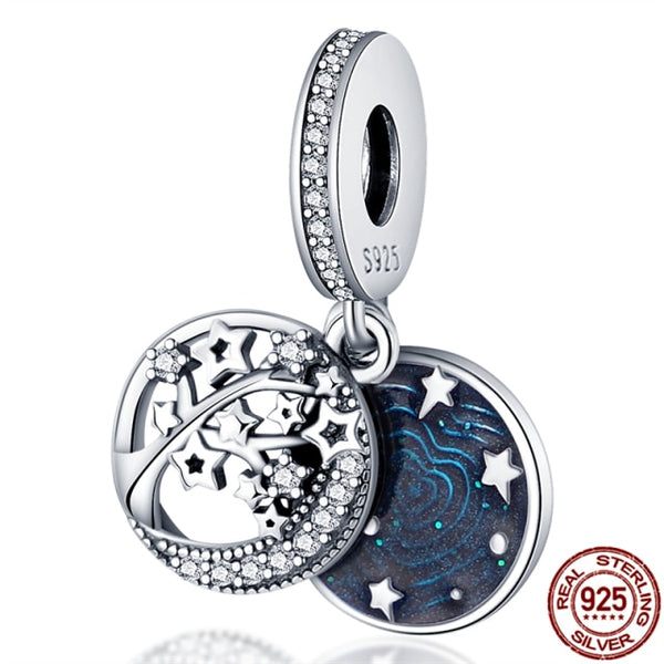 charms of ley 925 original Fits bracelet 925 silver women pendant jewelry galaxy starry sky charms beads