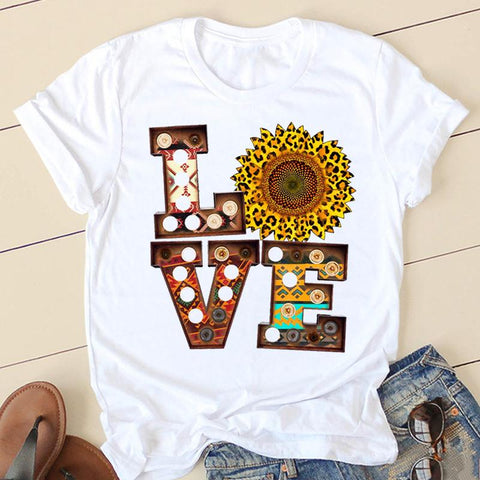 Love Valentine 90s Ladies Fashion Clothing Cartoon Tee Graphic T-shirt