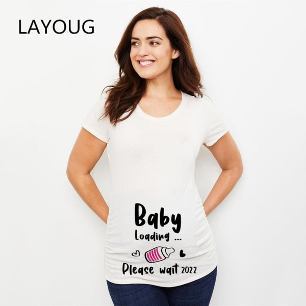 Pregnant Baby Loading Funny Women T Shirt