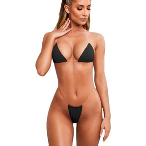 Solid Bikini Sexy Simple Transparent Strap Set Casual Thin Slim Beachwear